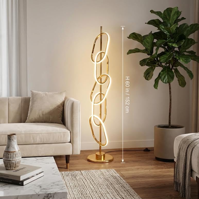 Image of Premium Decorative LED Floor Lamp & Glass Art Collection - Modern FlloNight Light - Unique Aesthetic Home Gift (Torva)