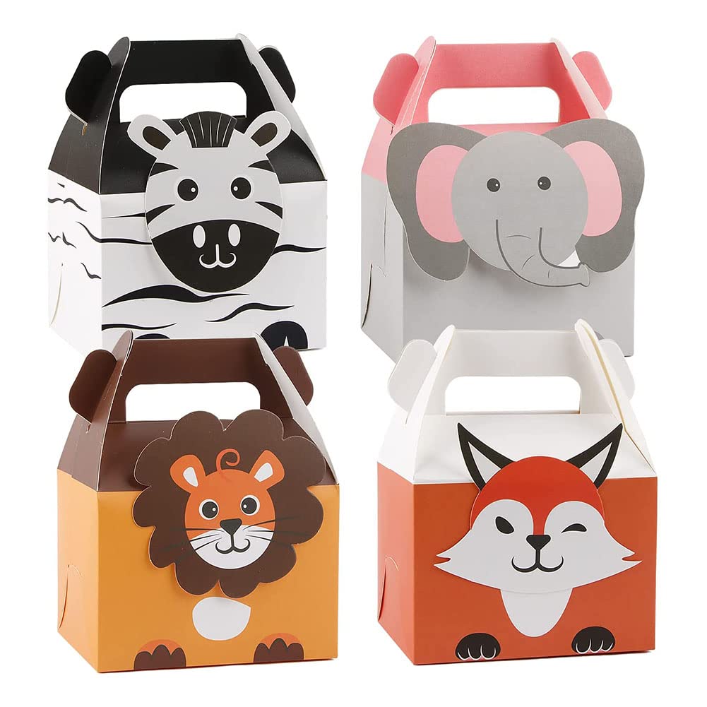 Auriselle 10 pezzi 15 * 21 * 8 cm Sacchetti per compleanno Bambini Giungla Animali Tema compleanno Carta kraft Bomboniere Caramelle Buon manici Goodie