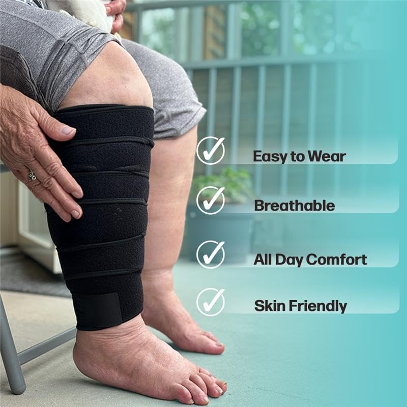Beltwell® Adjustable Lymphedema Calf Compression Wrap for Swelling, Edema, Lipedema, Circulation, Heaviness, Pain - Easy to put on XL - TALL Beige image 5 of 6 B0CMMKPJXH