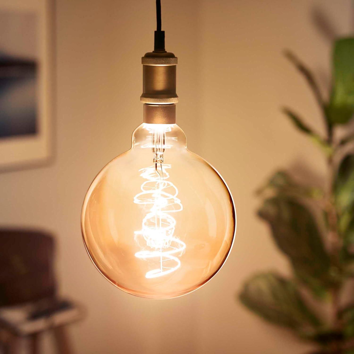 Philips 565887-6.5G25/VIN/820/E26/Amber/G/SP D 4/1PFT20 Globe Style Antique Filament LED Light Bulb
