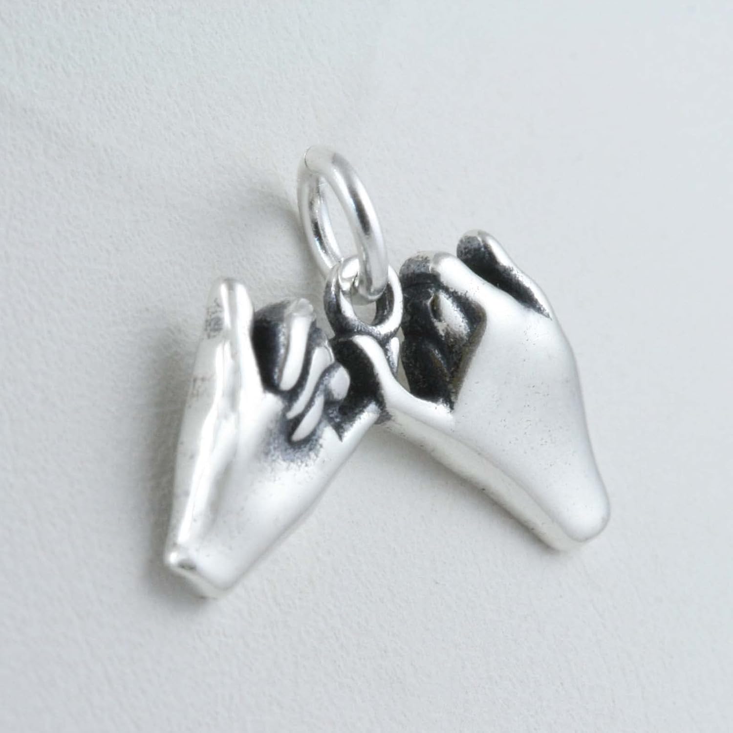 Pinky Promise Swear Hands Best Friends 925 Sterling Silver Charm Pendant Bracelet Jewelry Making Supply