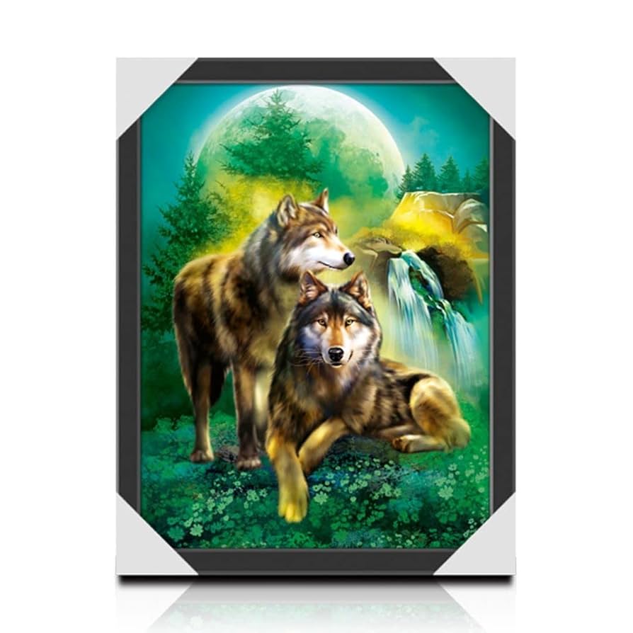 狼 レンチュラー 絵 Amazon.co.jp: [AiO JAPAN] 風水 3D 絵 狼 レンチキュラー