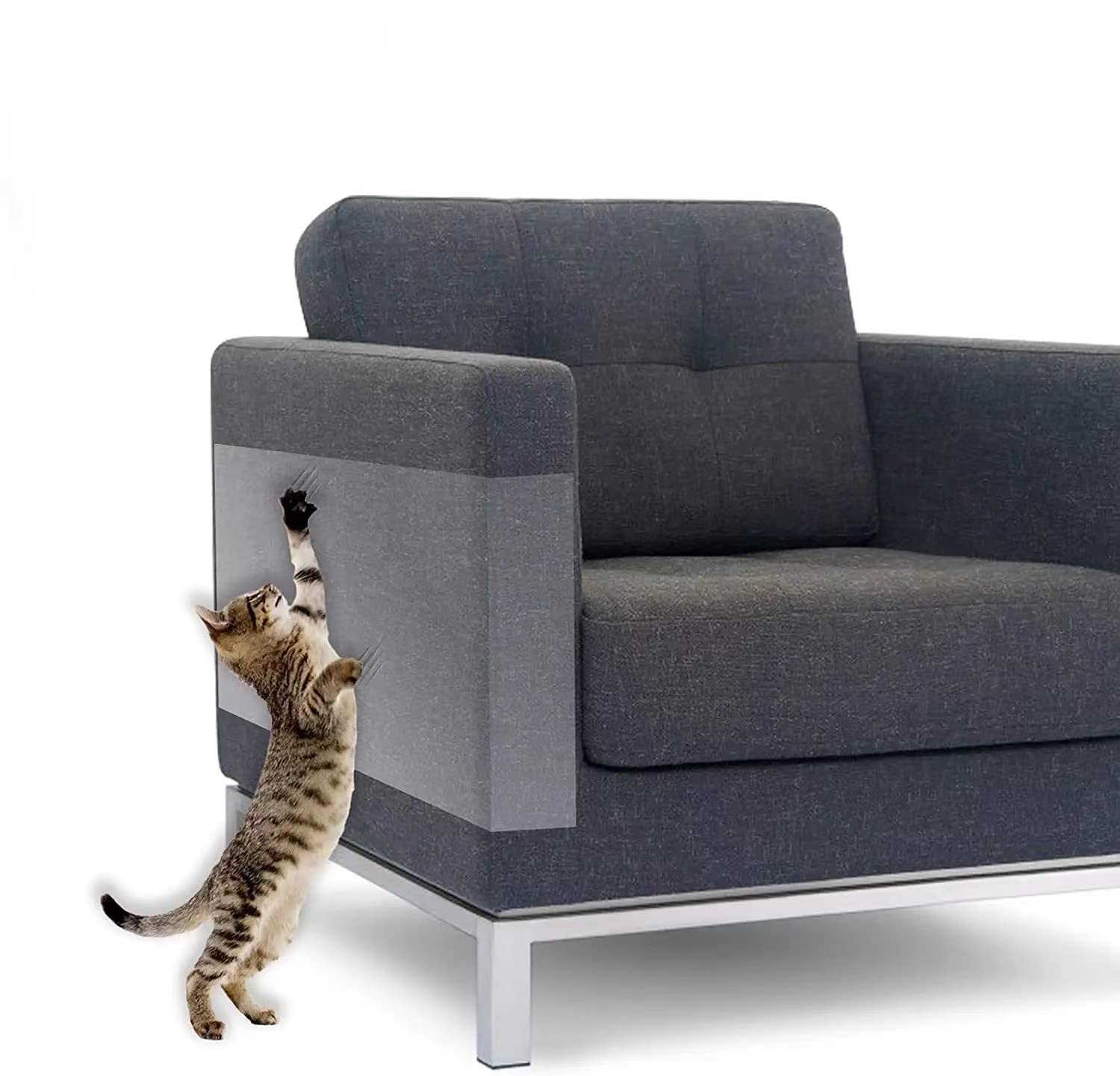 Coclux Cat Scratch Furniture Protector (12" x 17") 10 Pieces, Transparent Double-Sided Training Tape Scratch-Resistant Cat Deterrent Board, Furniture, Sofa, Door, Table Leg Protector