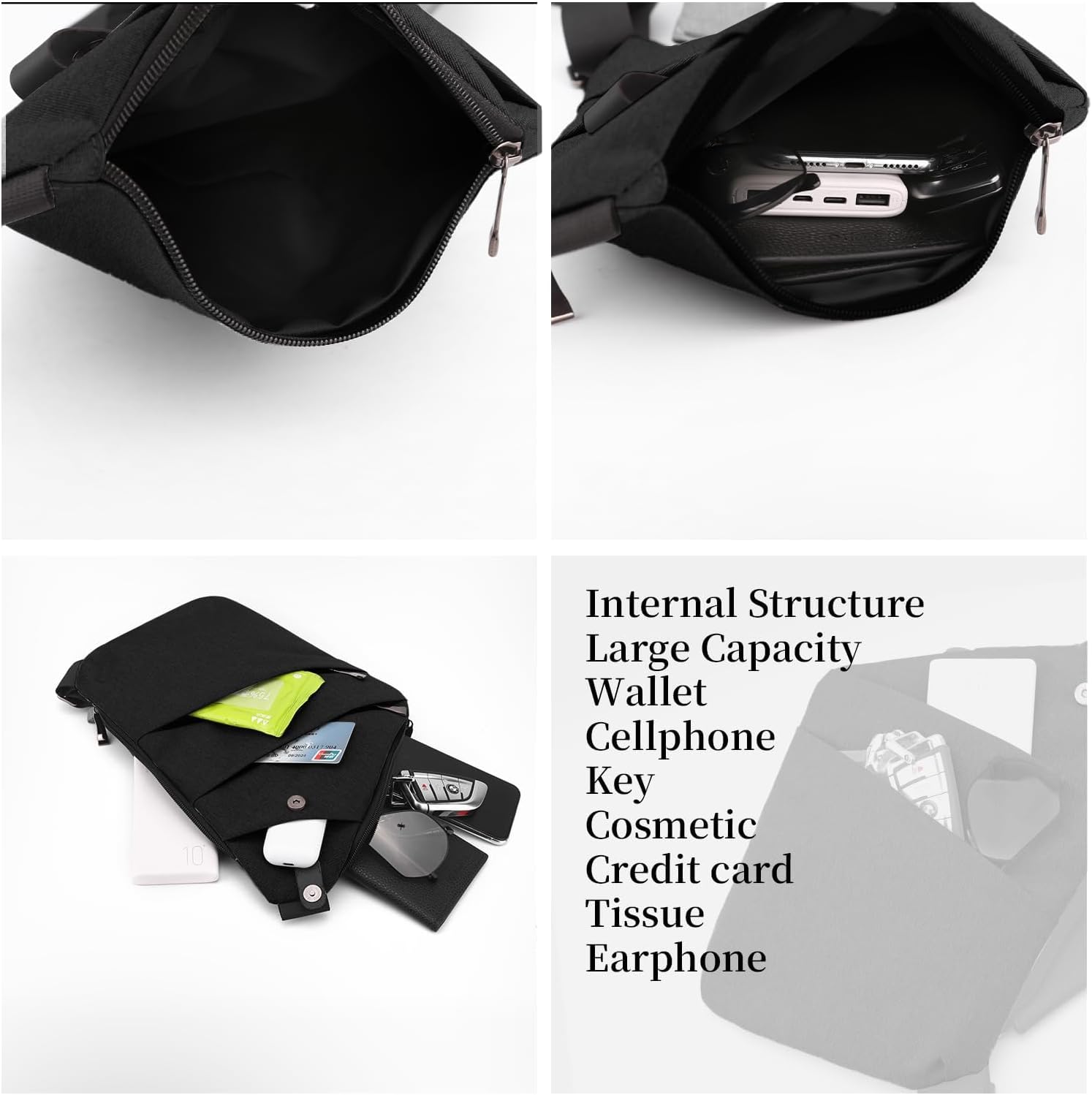 Anti Theft Crossbody Bag,Sling Bag for Women Men,Multi-pocket Chest Shoulder Bag for Travel, Sport, Work - Image 6