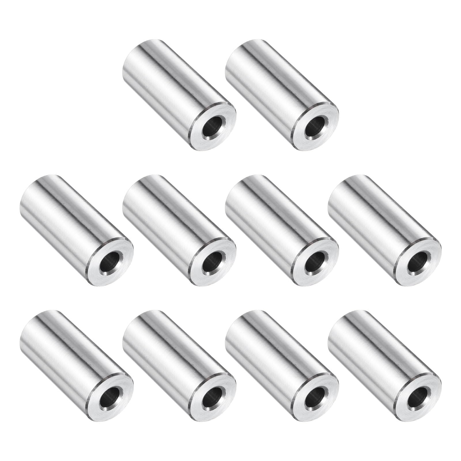 uxcell 10 Pcs Stainless Steel Spacer 1/4" Bore x 5/8" OD x 1-5/16" Length Screw Bushing Plain Finish Round Metal Spacer for 1/4" Screws Bolts and Rods