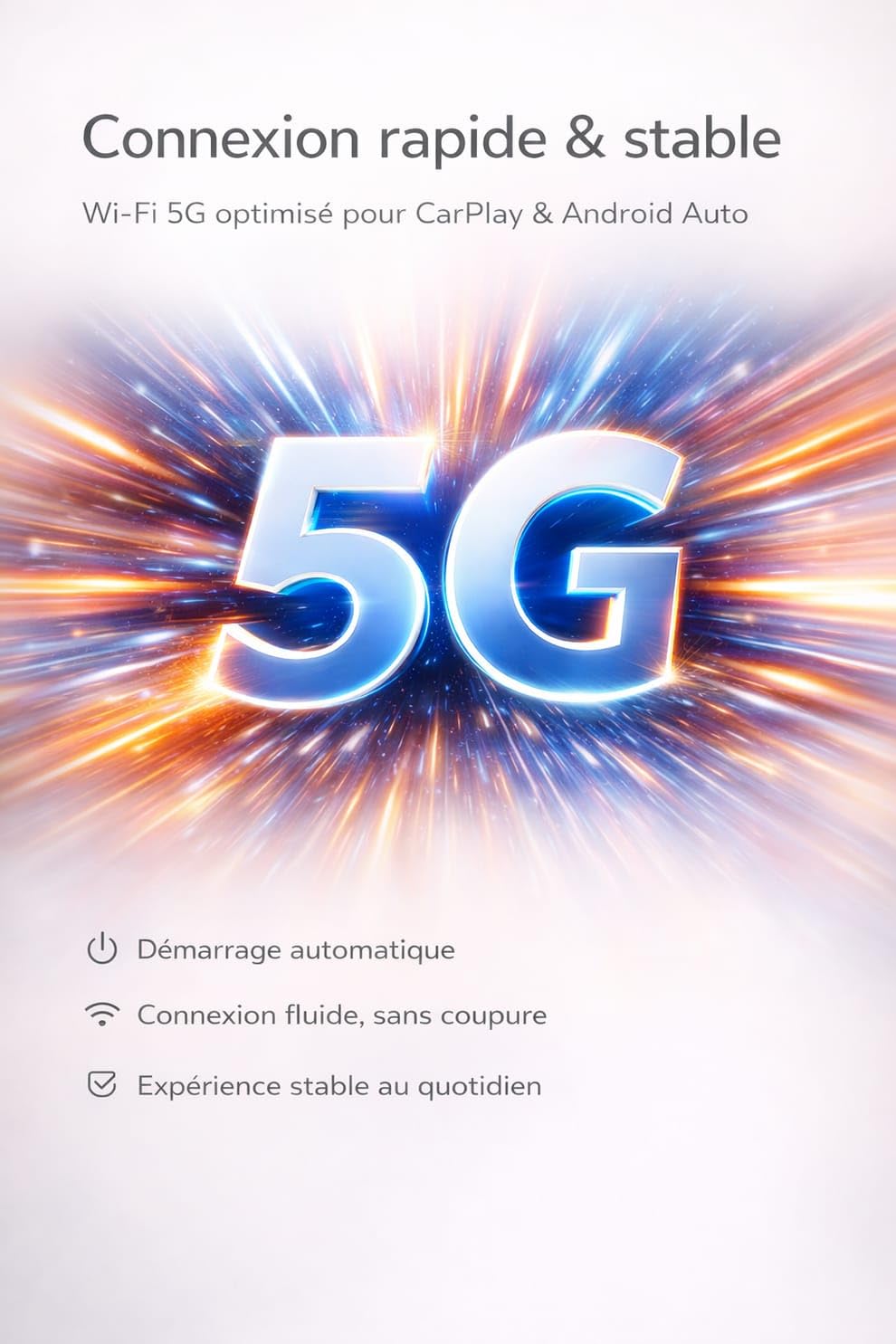 Générique Adaptateur CarPlay sans Fil & Android Auto – Plug & Play, Connexion Automatique, USB & USB-C, Compatible iPhone/Android, Voitures avec CarPlay d’Origine