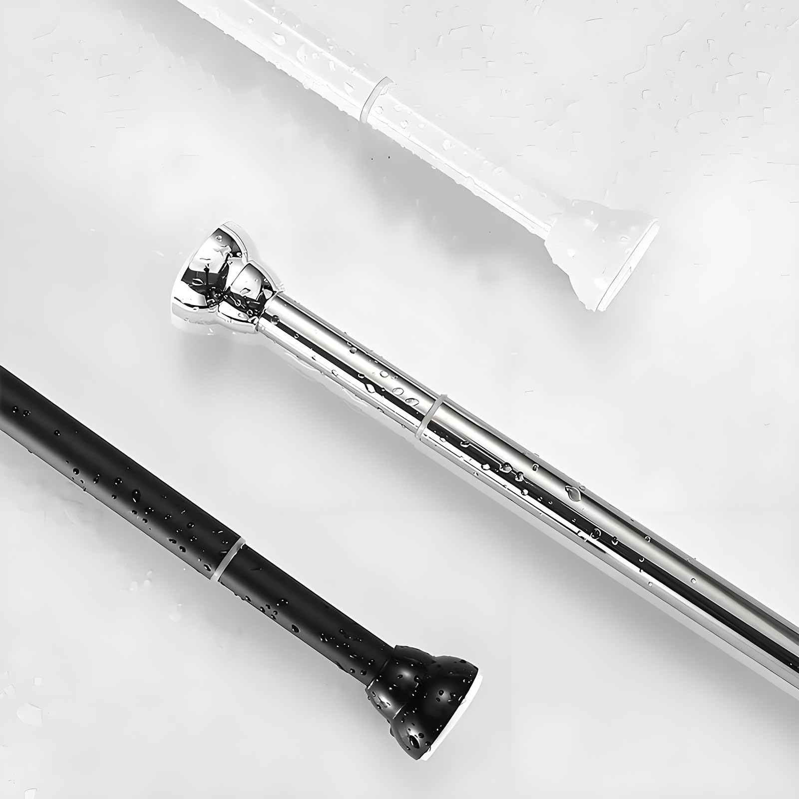 WQPMNYG Adjustable 30-280cm Black Curtain Rod, No Drill Spring Tension Pole for Kitchen Cupboard, Window, Bookshelf - Easy Install, Space-Saving Solution