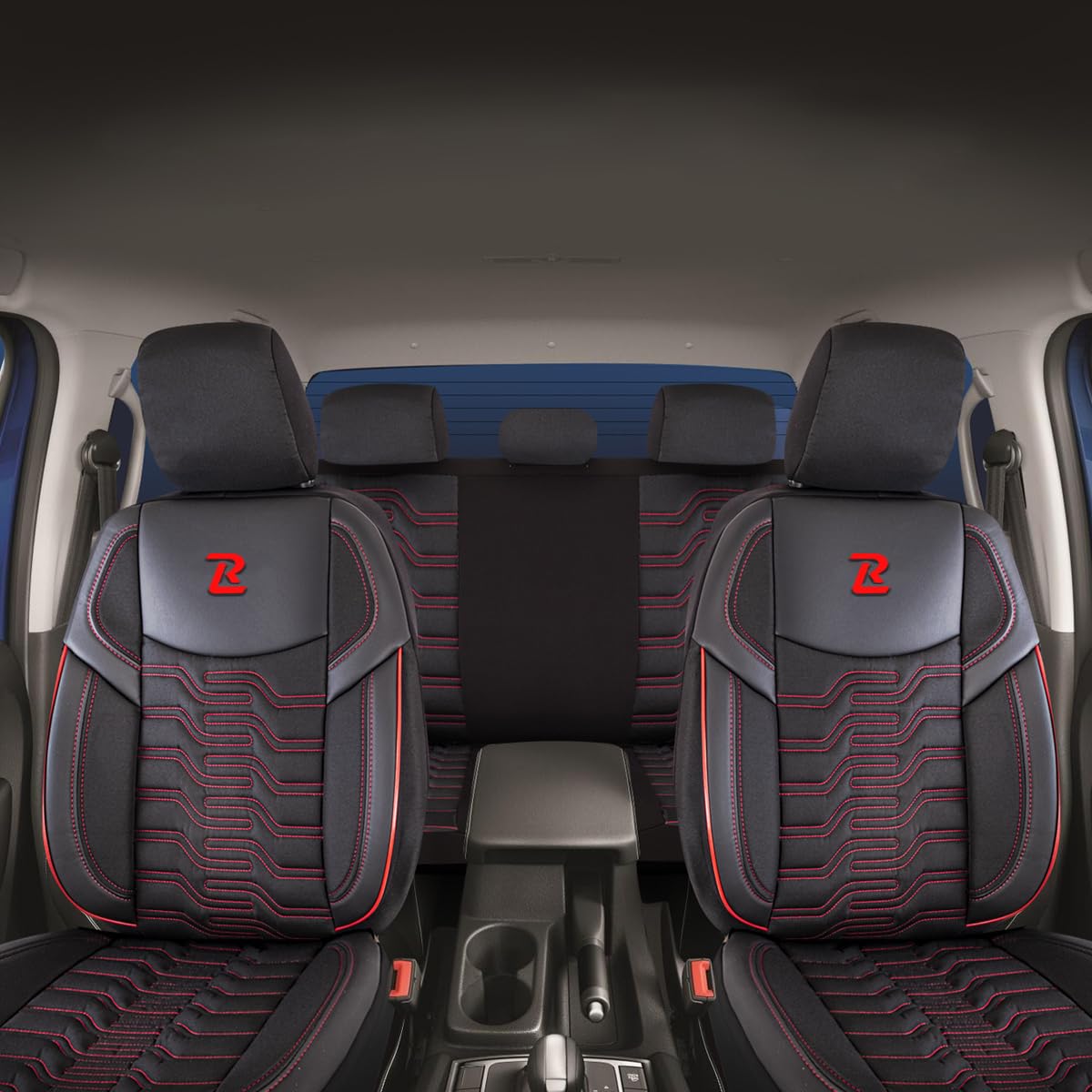 LUCARO Coprisedile Auto per Universale Berlin, Rosso | Similpelle lavabile e idrorepellente, adattamento universale, imbottitura traspirante