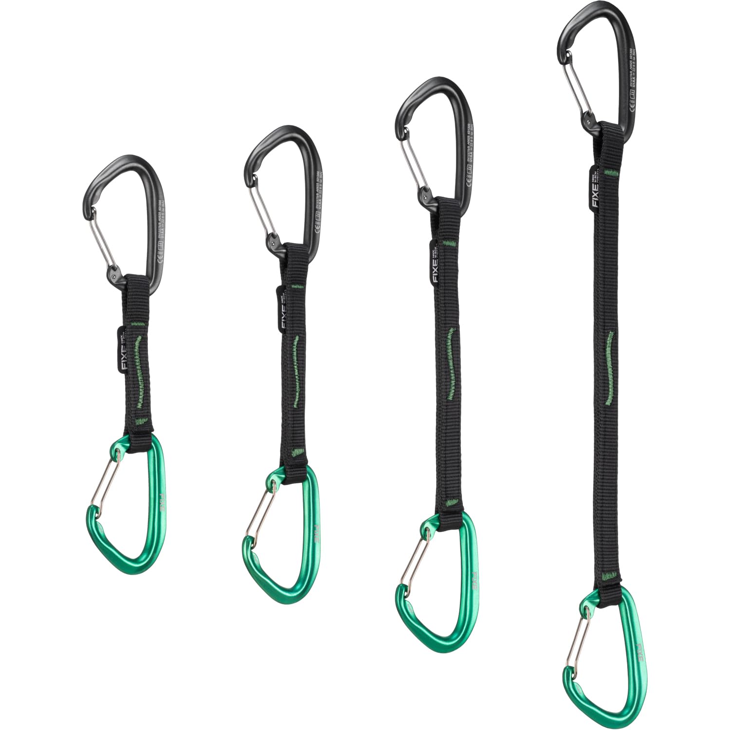 Cinta Exprés Puput Wire Aluminio 7075 Pack 4 para Escalada Deportiva y Vías Largas - Gris/Verde