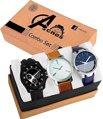 Acnos Special Super Look Like Handsome Quality Analog Combo Watches for Boys and Combo Watches for Mens Pack of 3(436-24-17)