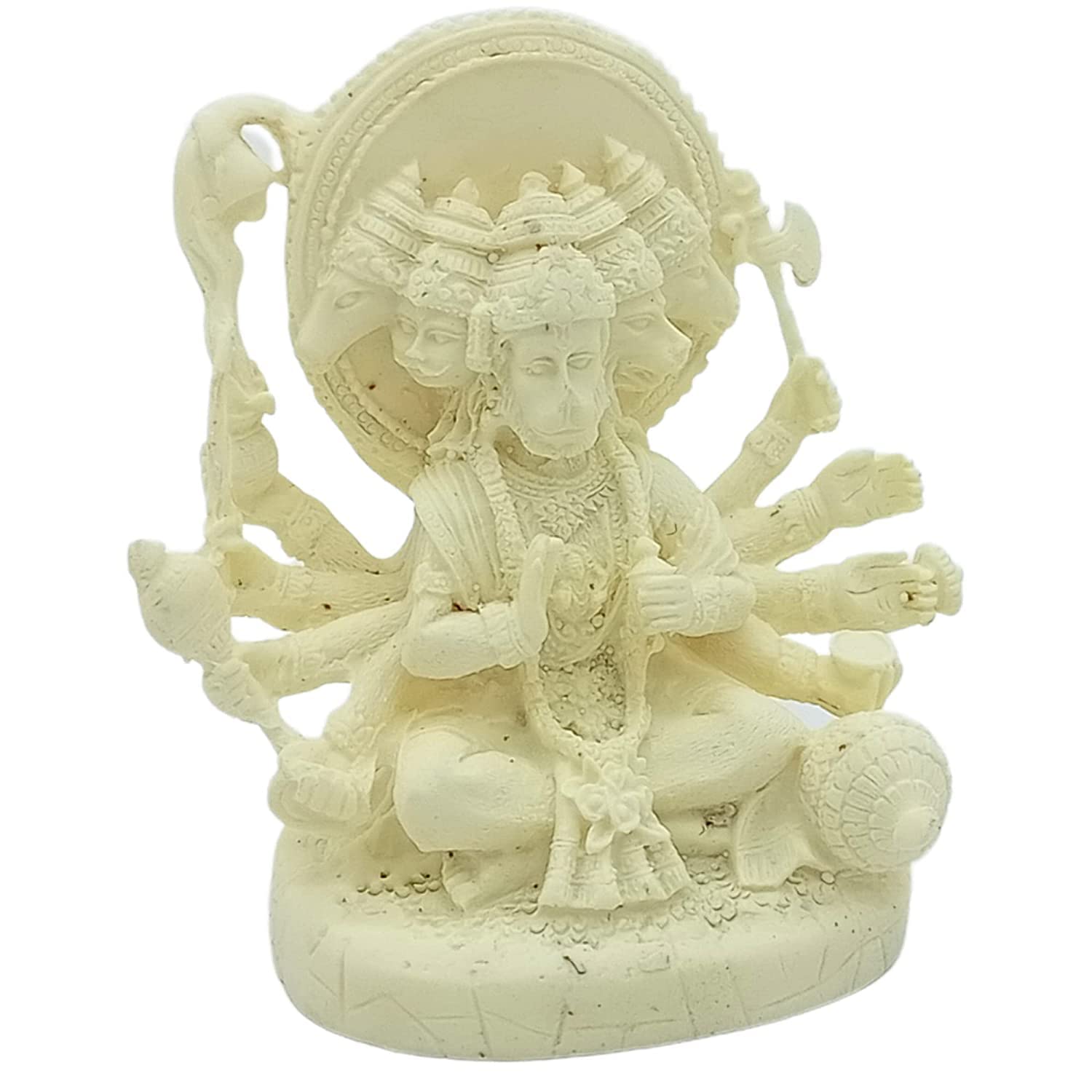 Shri Shri HandicraftMarble Panchmukhi Hanuman Ji Murti Fengsui Idol for Car Dashboard Showpiece Carved Statue (White) - Table Top Home, Temple Fine Handmade Lord | Best for Gifting