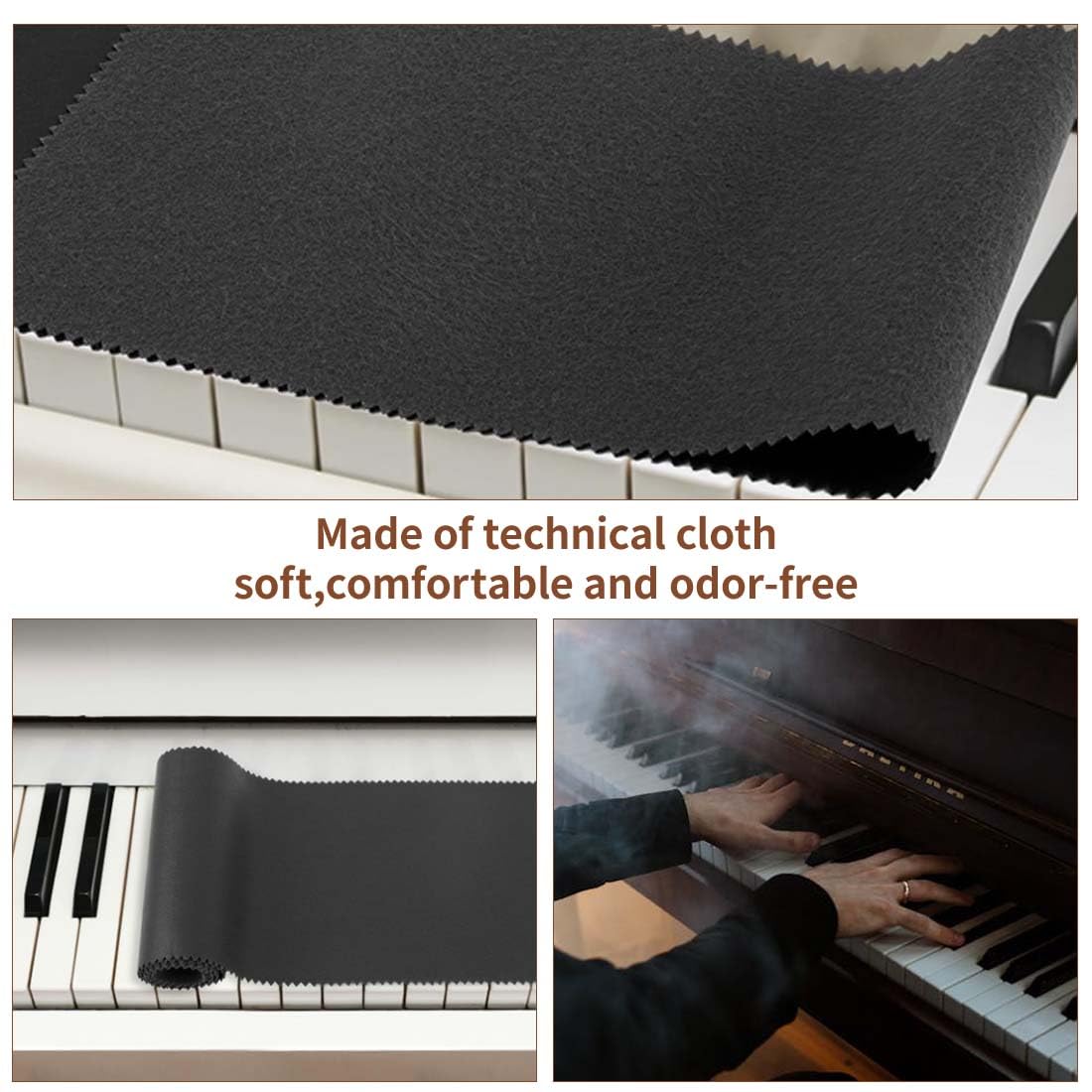 Protection anti-poussière souple pour clavier de piano 88 touches,Inclut 2 Chiffons de Nettoyage, Anti-Poussière Protectricepour clavier électronique, piano numérique (ferreux,125x15cm)