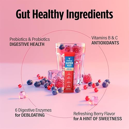 Miniatura 8 de VitaCup Super H2O - Paquetes de mezcla de bebidas para aliviar la hinchazón y la salud digestiva, probióticos, prebióticos, vitaminas C y B,