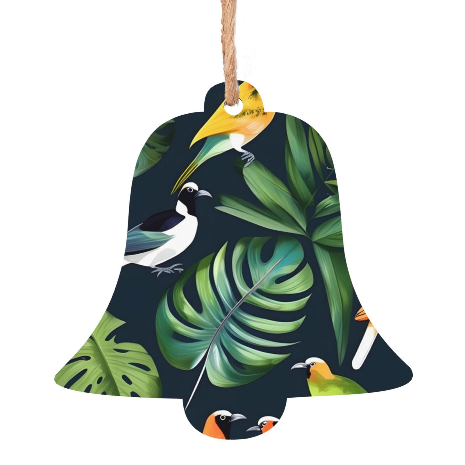 Tropical Birds Plant Leaf Print Wooden Christmas Decorations,Christmas Tree Ornaments Christmas Wooden Gift Tags