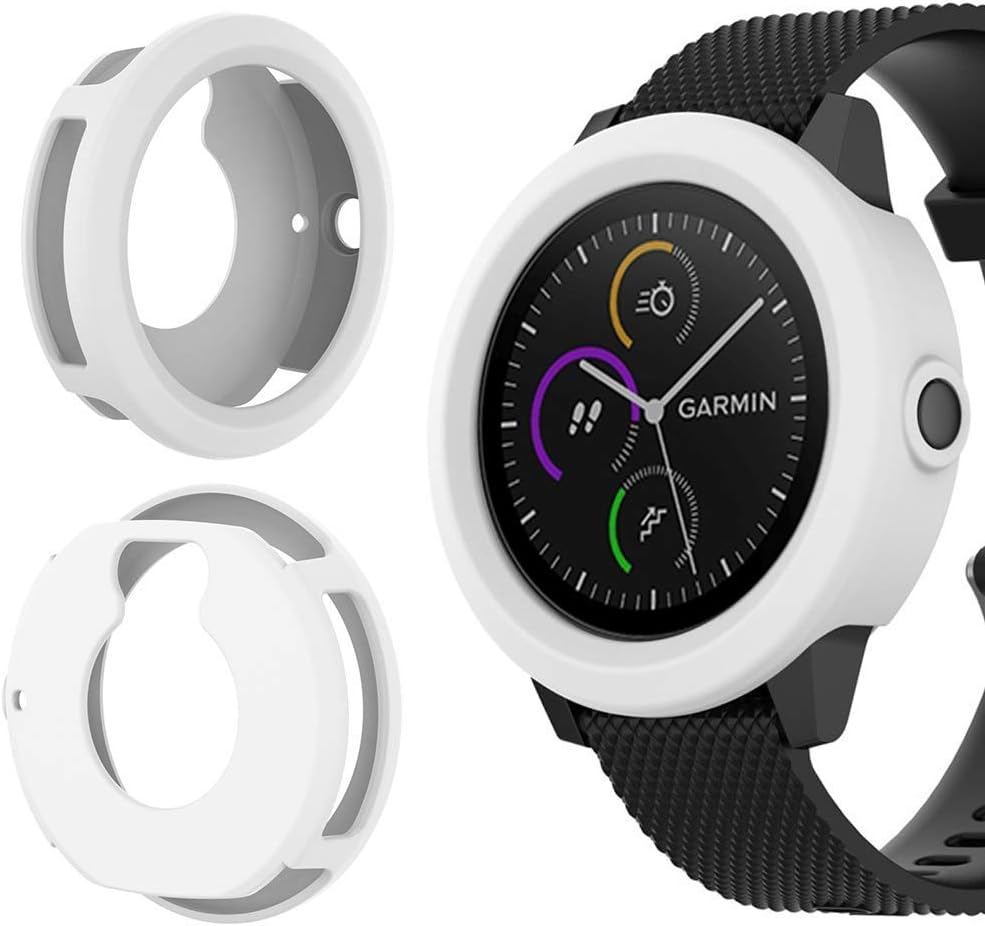 5 Pcs Silicone Watch case Cover & 10 Pcs Anti-Dust Plugs for Garmin Vivoactive 3 GPS Smartwatch, AFUNTA Charger Port Protectors and Soft Silicone Protective Case for Garmin Vivoactive 3