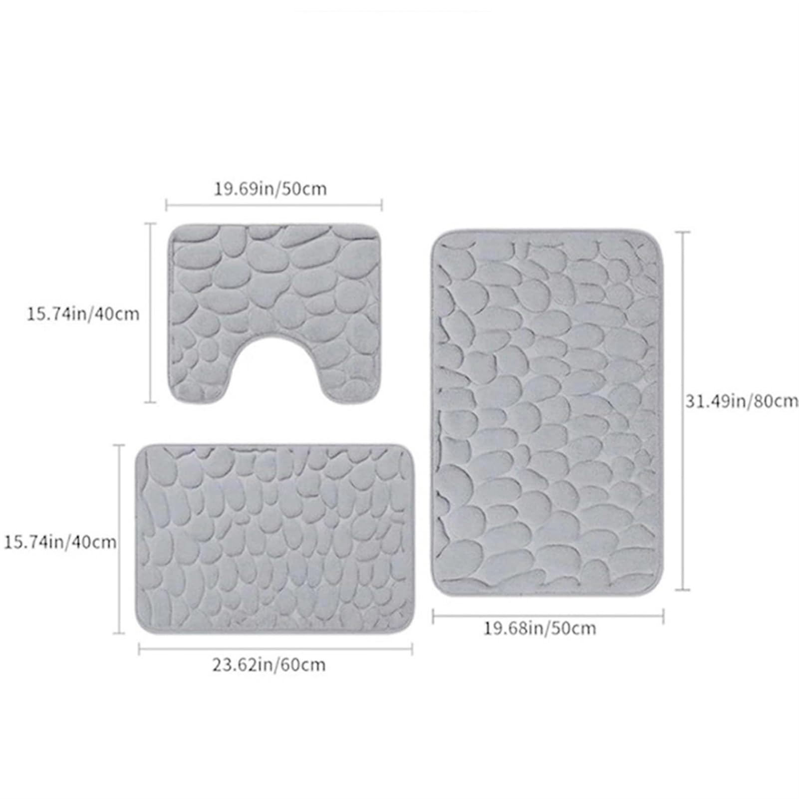 Badematte Sets 3 Stück rutschfest Waschbar Badezimmerteppich Weicher Memory Foam Badteppich Wasserabsorbierend Schwarz