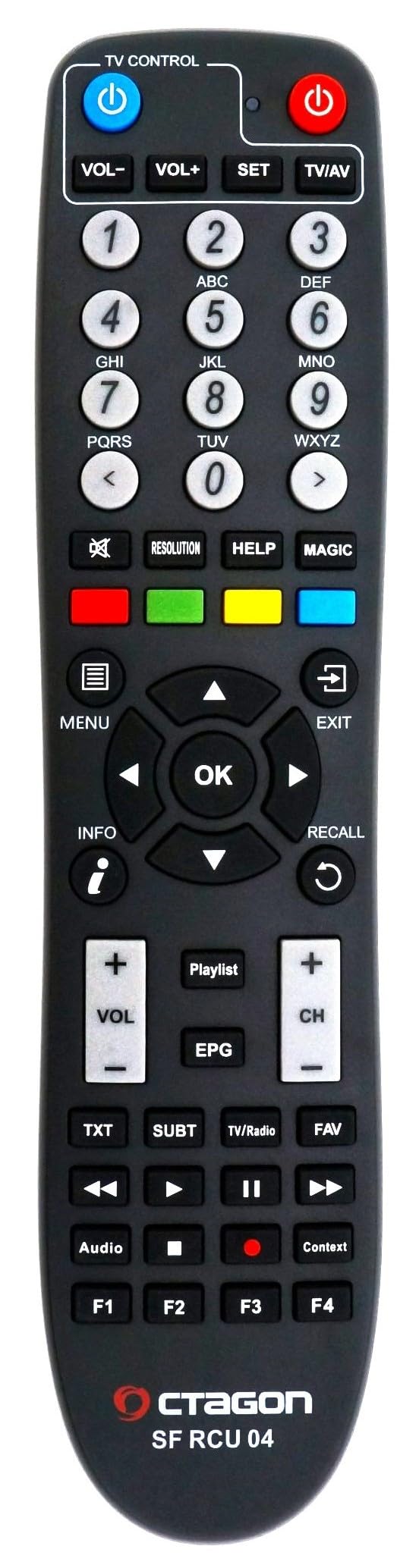Octagon SF8008 4K UHD 2/1 Universal Remote Control (New Model, Black, 51 keys)