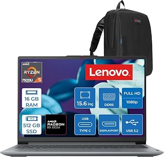 Lenovo Ideapad Slim 3 Amd Ryzen 5 7520U 16GB Lpddr5 512GB SSD Radeon 610M Graphics 15.6" Fhd Tn 250NITS Freedos Taşınabilir Bilgisayar 82XQ00SFTXF09 + Zettaçanta