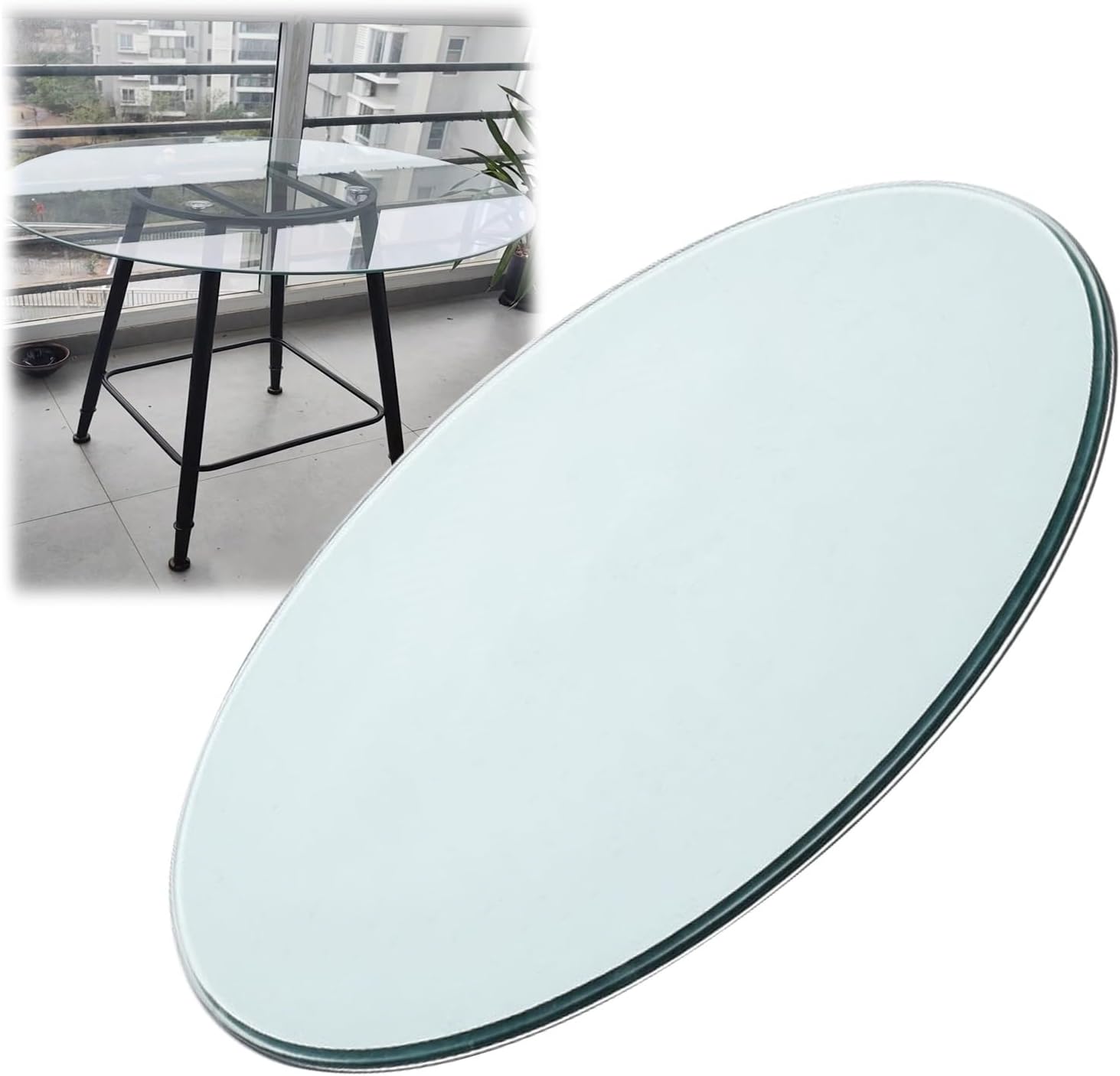 Tempered Glass Table Top Round 、DIY Patio Desktop Fully Transparent、Edge Polish Nicely Beveled 、for Dining Table, Patio, Coffee and End Round Table Heavy Glass top(65CM (25IN))