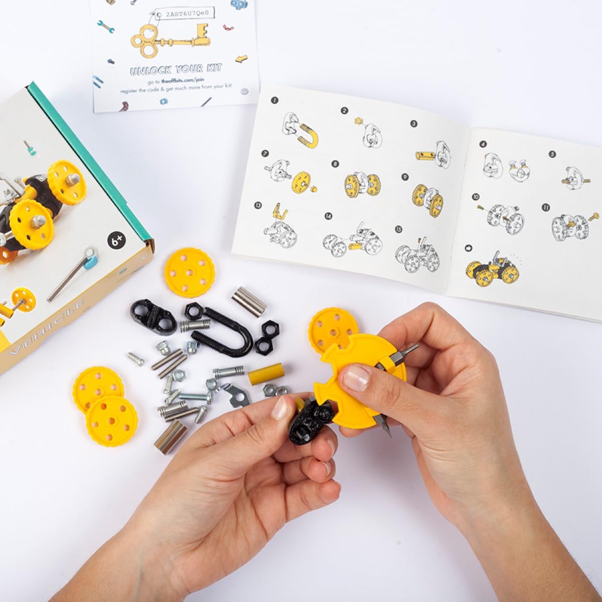 The Off Bits Building Toy - Yellow Vehicle Kit BlazeBit - Building & Construction Toy Tool Set for Kids Including Guide Book - Build-it-Yourself, Gift Ideas for Kids Boys & Girls