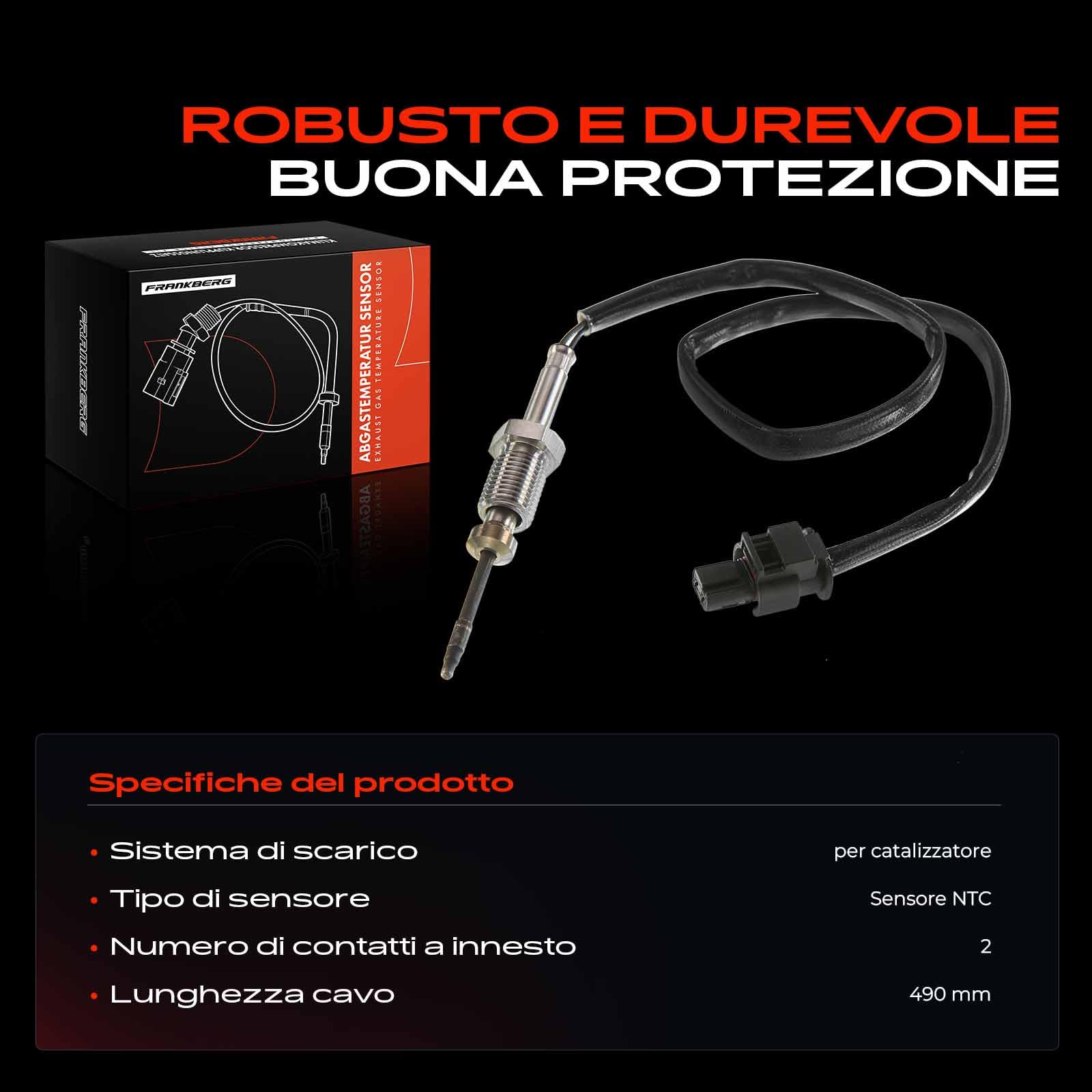 Frankberg Sensore temperatura gas di scarico 2-Poli Compatibile X1 E84 X3 F25 F11 E83 E91 13627806254