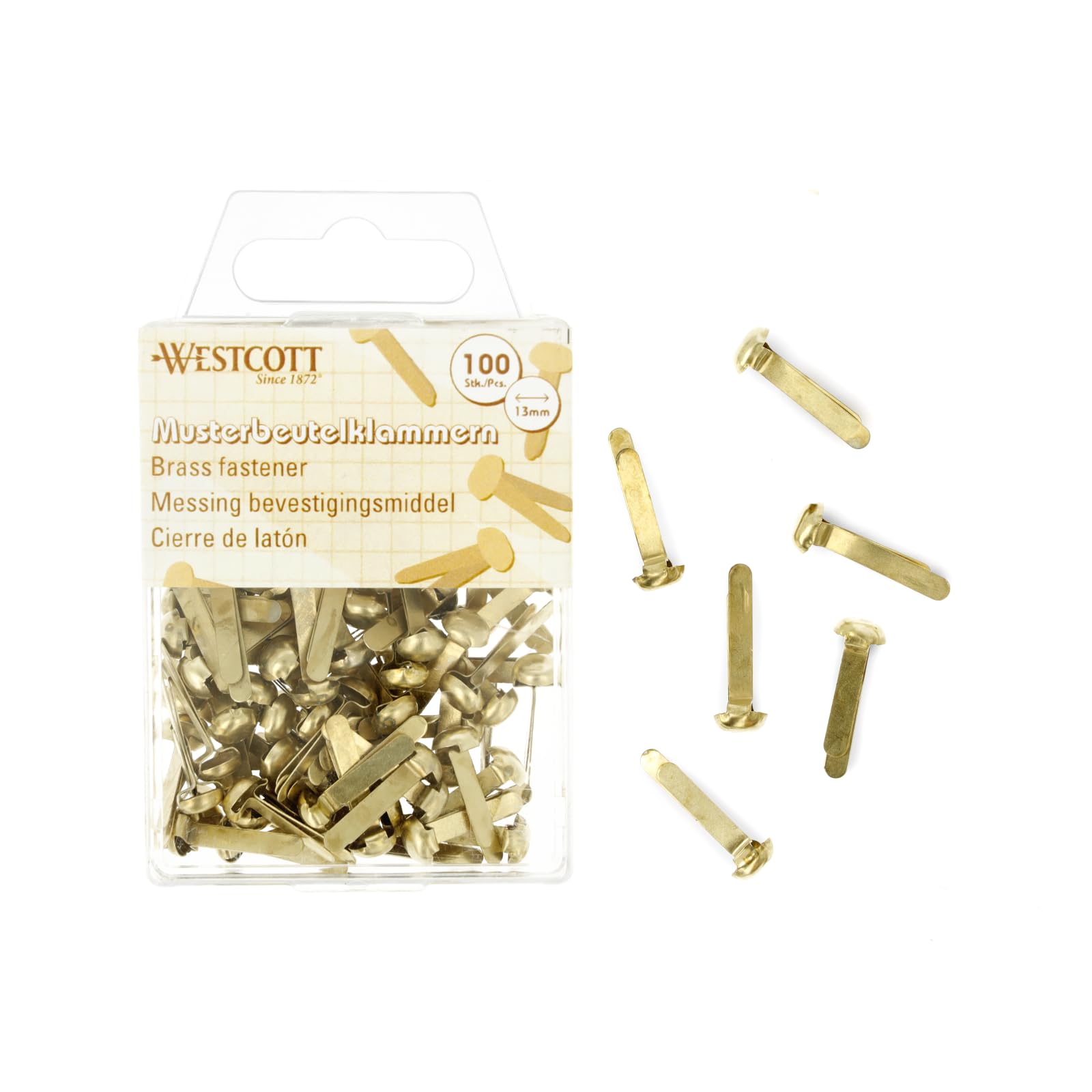 Clip a testa tonda Westcott E-10592 in ottone 13 mm 100 pezzi