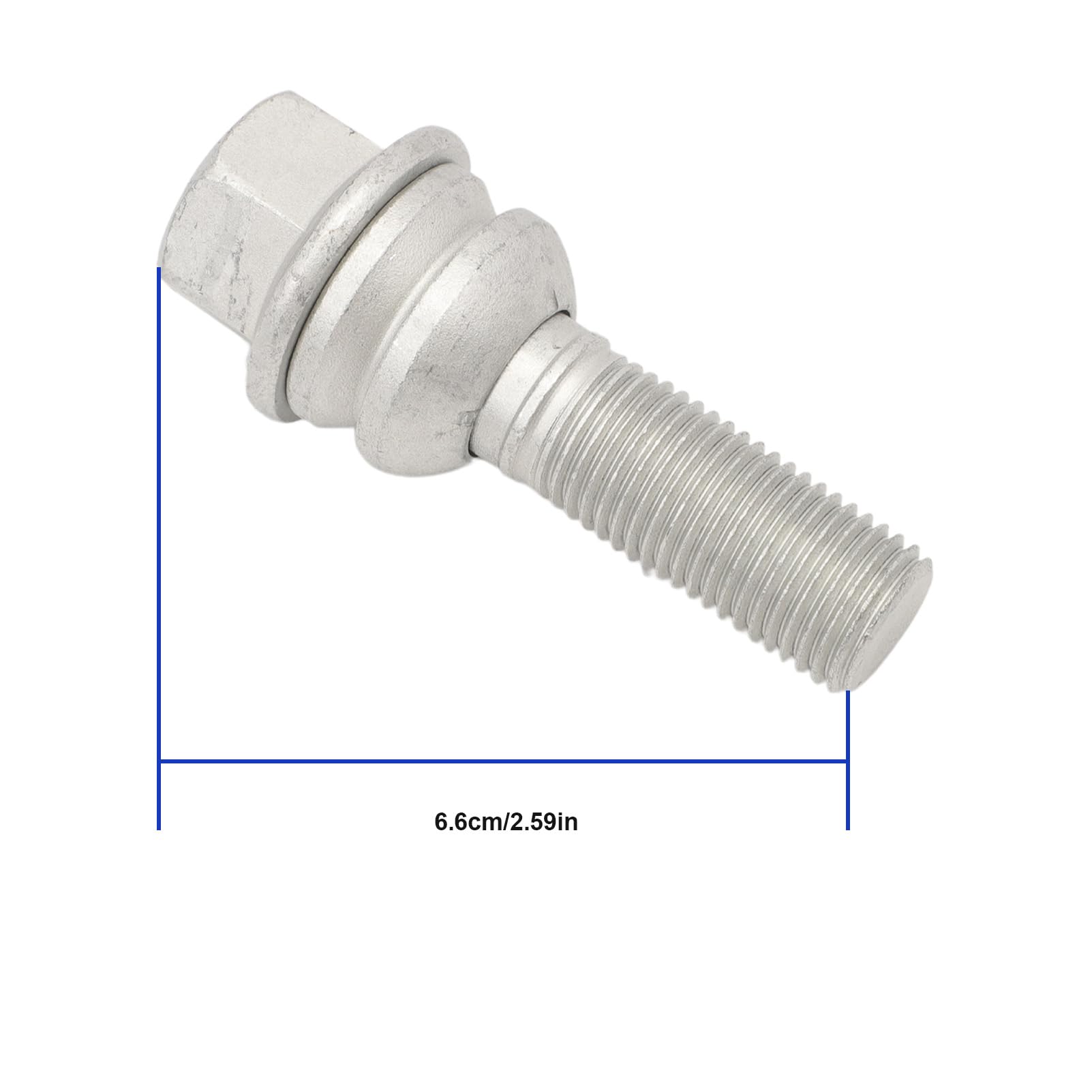 20xRadschrauben Radbolzen Kegelbund Silber M14x1,5 Kompatibel mit Q7 quattro 9PA 92A Amarok Transporter, Radbefestigung Kegelbund 66mm Stahl WHT001693 7L0601139A 7L0601139