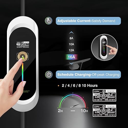 Miniatura 3 de Level 1 EV Charger 16Amp 110V, Portable EV Charger with NEMA 5-15 Plug SAE J1772 Cable, Home EV Charging Station Adjustable Currents 8A-16A with EV