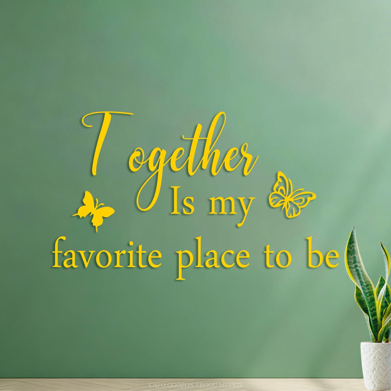 Vinyl Art Sticker This is US Together Bless This Home Wall Decor Signs 54.6x92.9cm Do not Damage the wall Surface Yellow — image 1