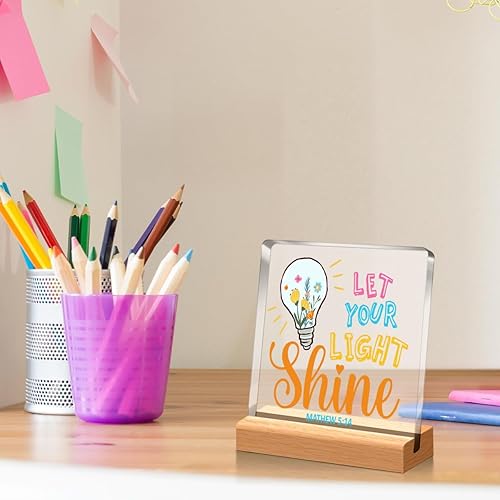 Miniatura 6 de Decoración de escritorio motivacional, decoración cristiana para el hogar, versículo de la Biblia, Mateo 514 Let Your Light Shine, placa de