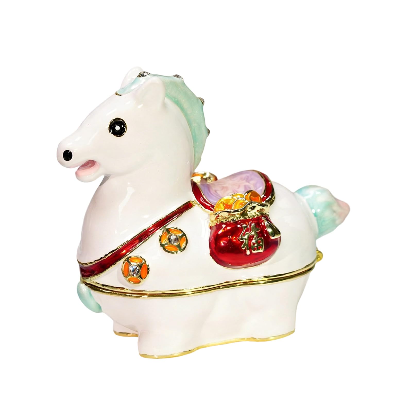 Laikoutd Horse Shape Jewelry Box Handcrafted Home Decorative Ornament Alloy Texture Suitable for Rings Necklace Storage Decorative Jewelry Planner