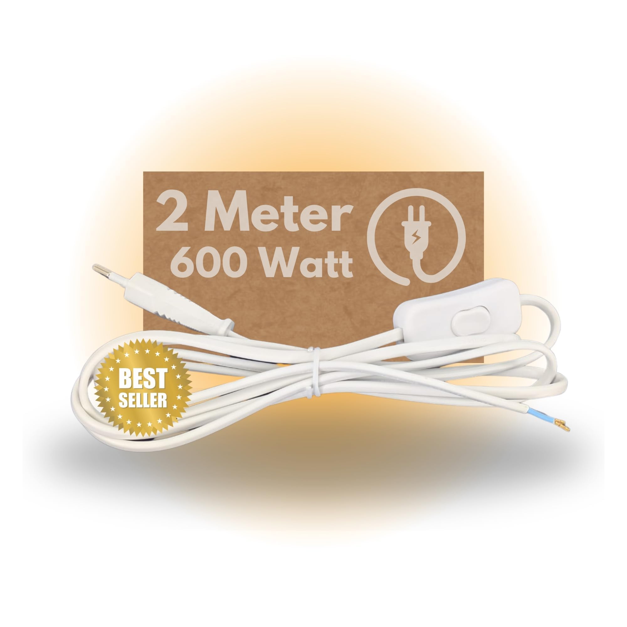 TronicXL 10 Stück Netzkabel Euro H03VVH2-F Stromkabel mit Stecker und Schalter 2m EIN Aus On Off für Lampe Leuchte Lüfter Sonderposten Elektro Ersatzteile Anschlusskabel Eurostecker