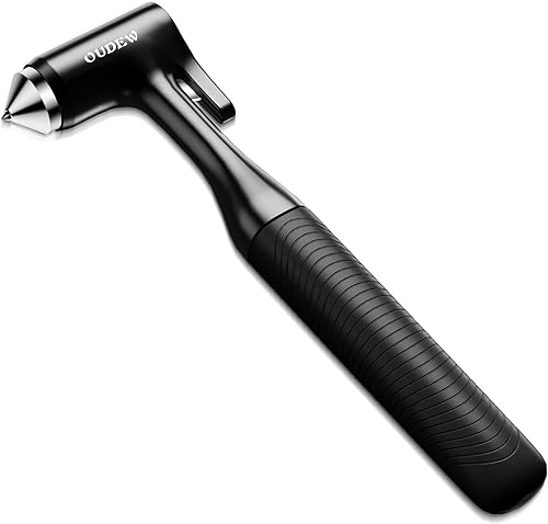 OUDEW Rompedor de ventana de automóvil, rompedor de vidrio de aleación de zinc y cortador de cinturón de seguridad, kit de escape de emergencia 3 en