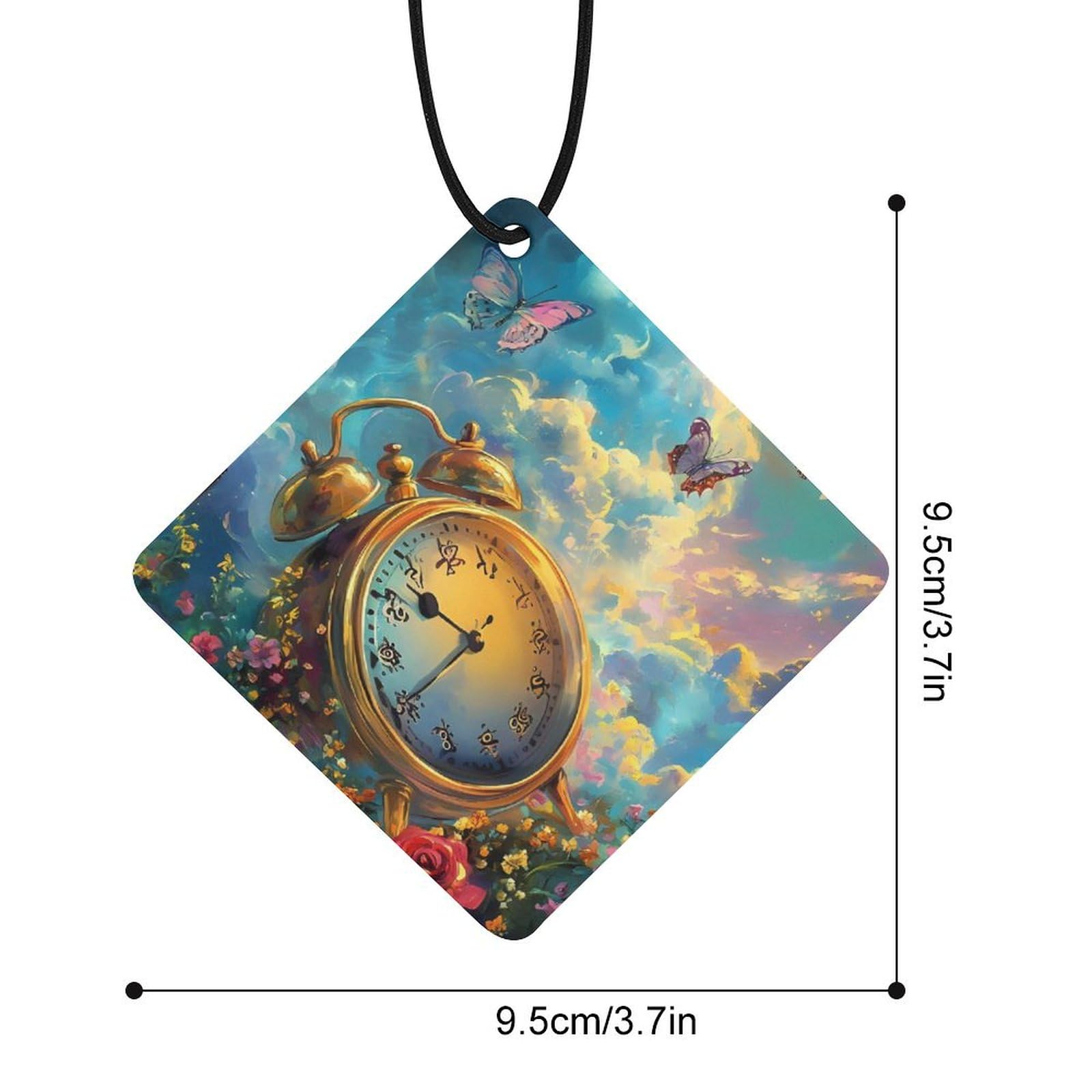 Vintage Clock Butterfly Car Air Freshener Hanging Aromatherapy Tablets for Car Accessories Rhombus