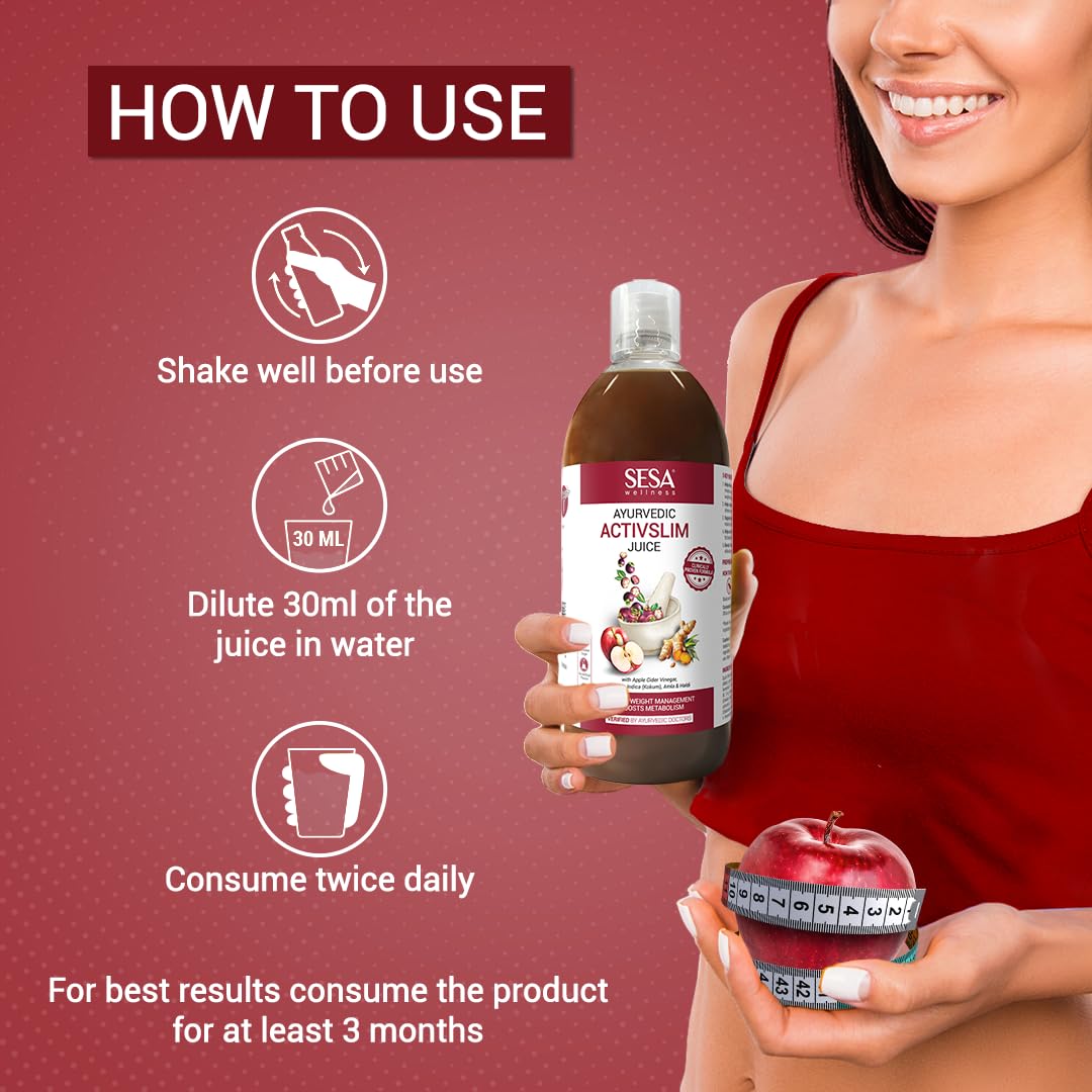 SESA Ayurvedic Activslim Juice - 1L | Helps in Weight Management | Made with Apple Cider Vinegar | Healthy Diet Drink | No added Sugar, Colour or Flavour 4