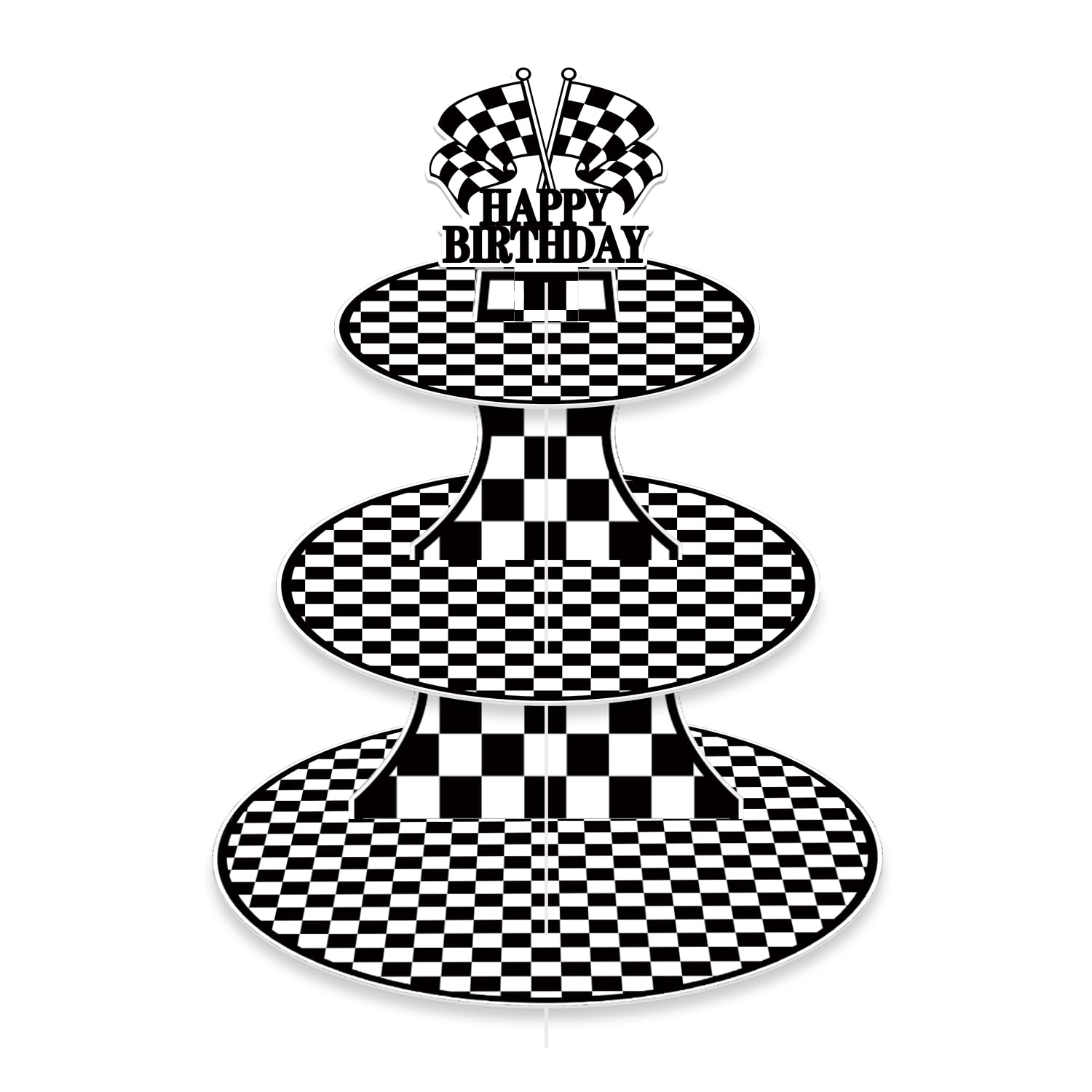 Adeyoo 3 Tier Race Car Cupcake Stand for Car Themed Birthday Decorations