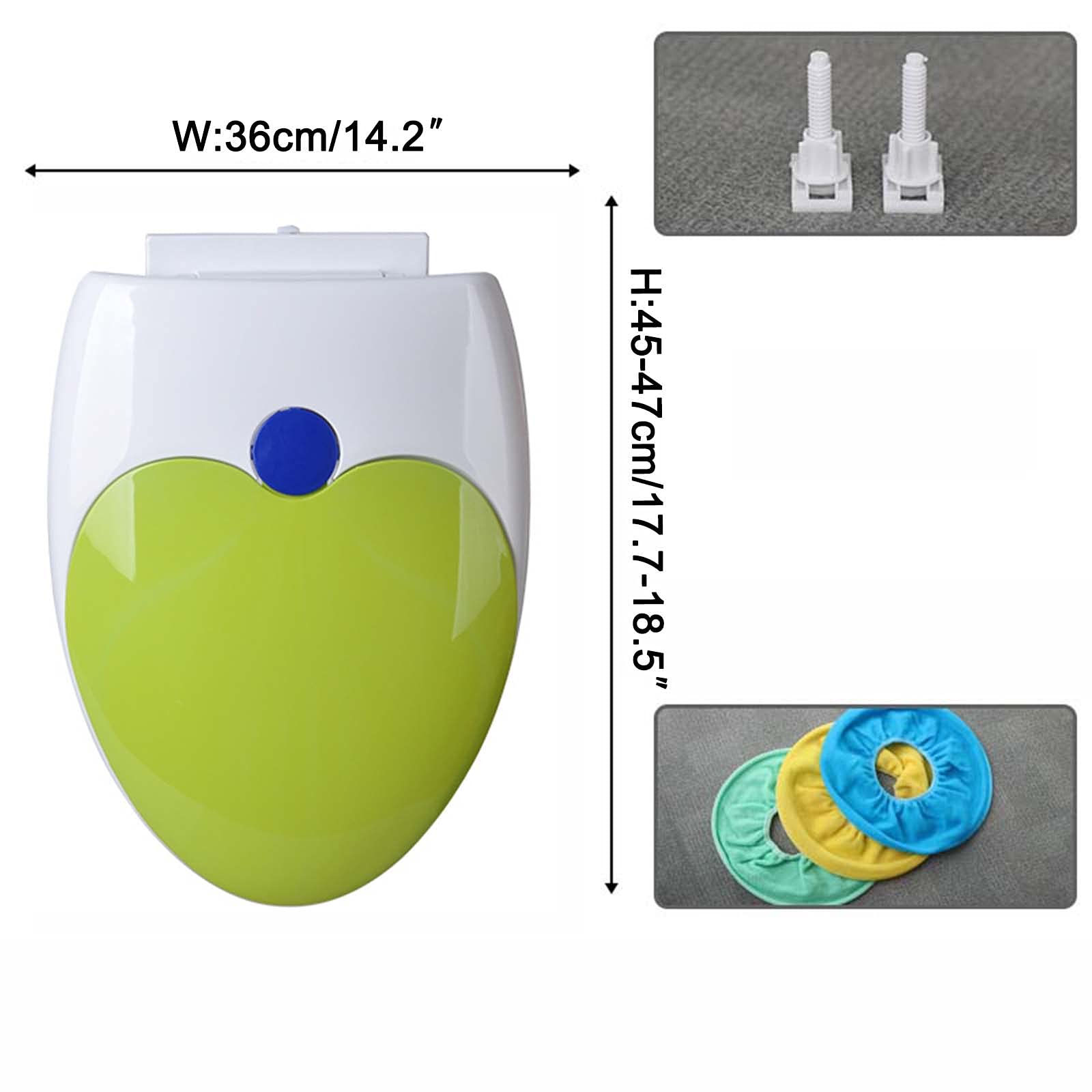 Sedile WC colorato con seggiolino per bambini integrato, sedile WC spesso, sedile WC a chiusura rallentata, materiale PP, installazione inferiore, facile da installare e pulire/giallo/allungato-V