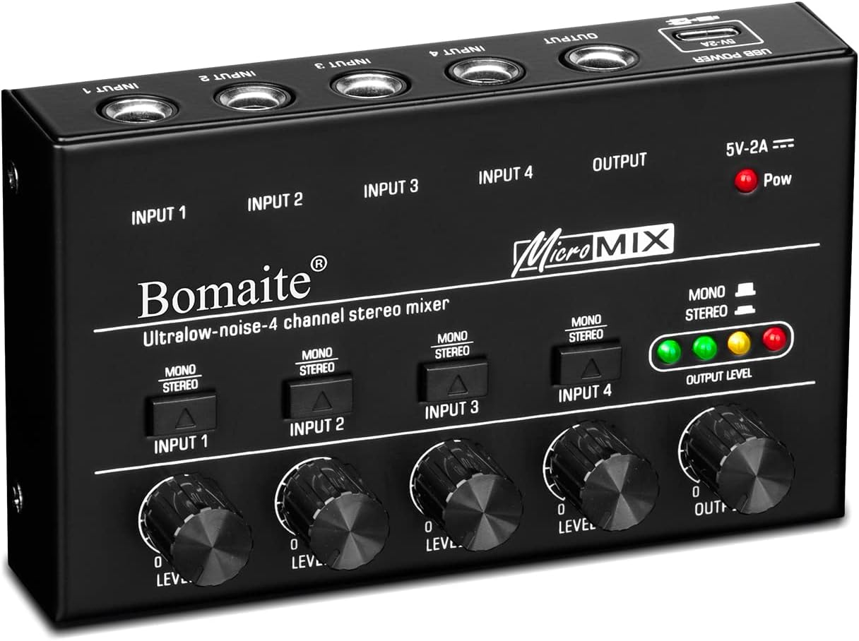 Bomaite BX400 Professional Mini Audio Mixer Line Mixer, DC