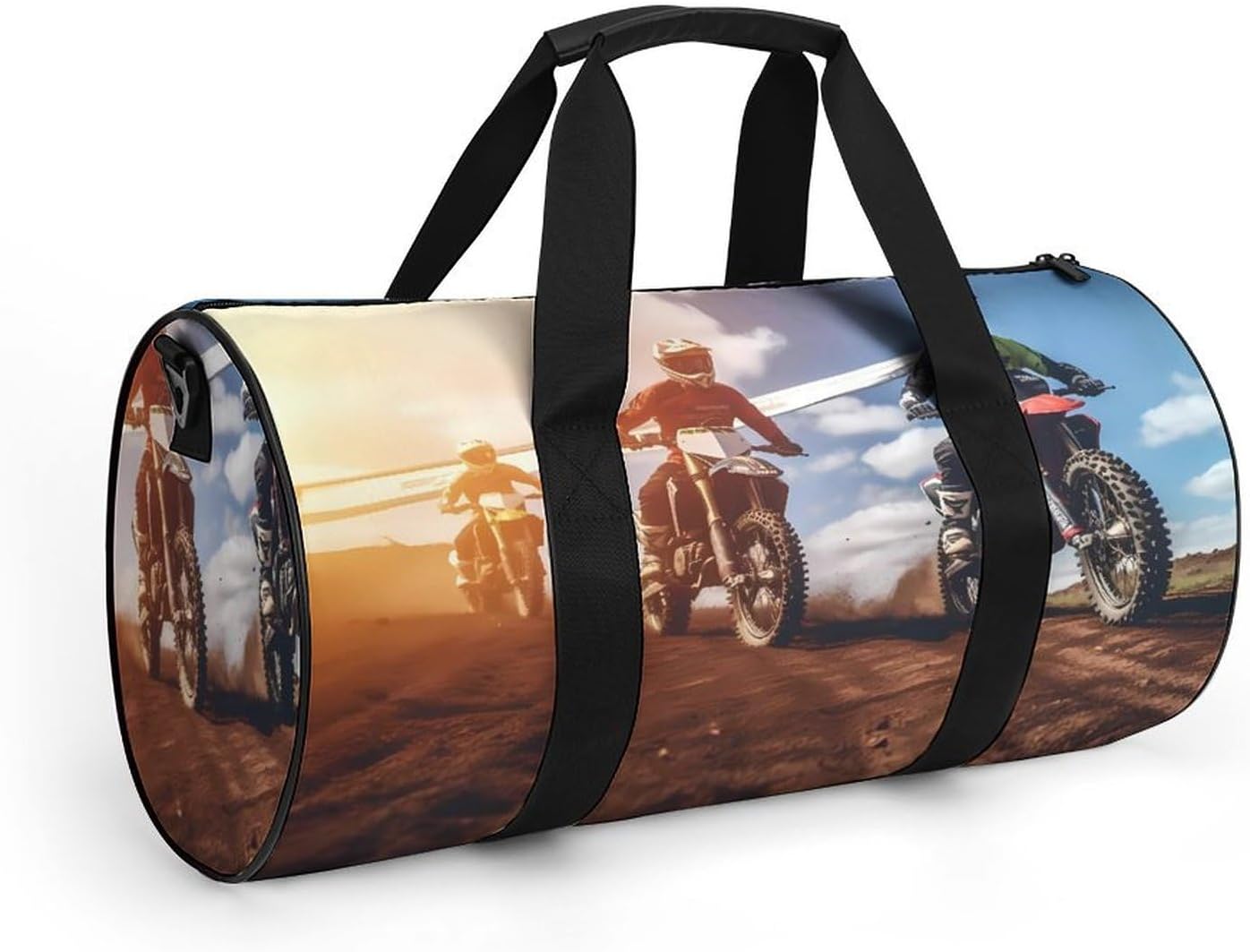 Motorcycle Motorsport Mountain Sunset Print Gym Sport Bag Travel Duffel Bags Weekender Carry on Tote Bags for Women Men