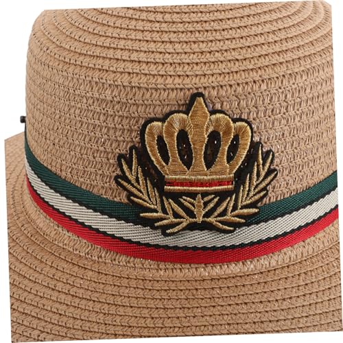Straw Sun Hat for Boys Wide Brim Beach Hat for Spring Summer Autumn Outdoor Activities Comfortable Breathable Woven Material Khaki3