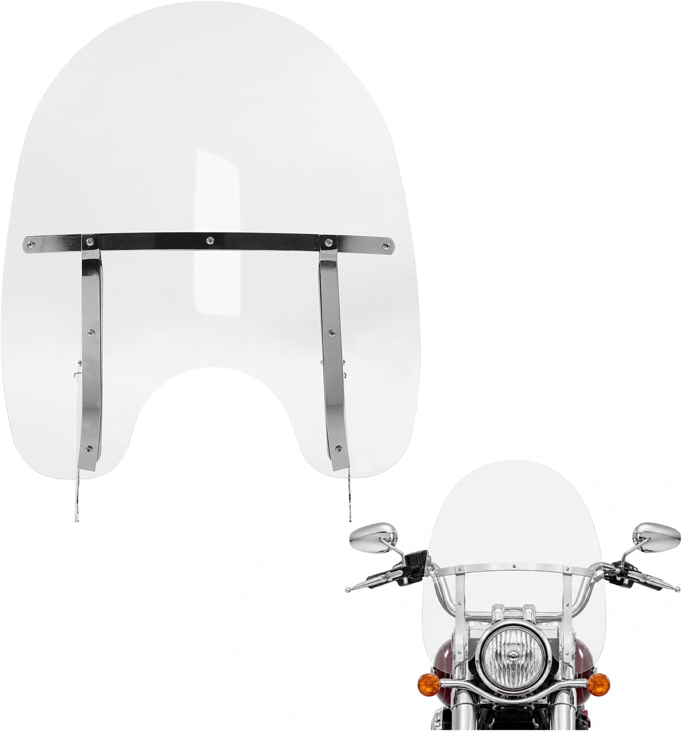 Large 26-1/2" X 23" Detachable Motorcycle Windscreen Windshield Compatible With 2000-UP Harley Davidson Heritage Softail Classic FatBoy FLS FLST FLSTC FLSTF FLSTFB FLSTN Clear