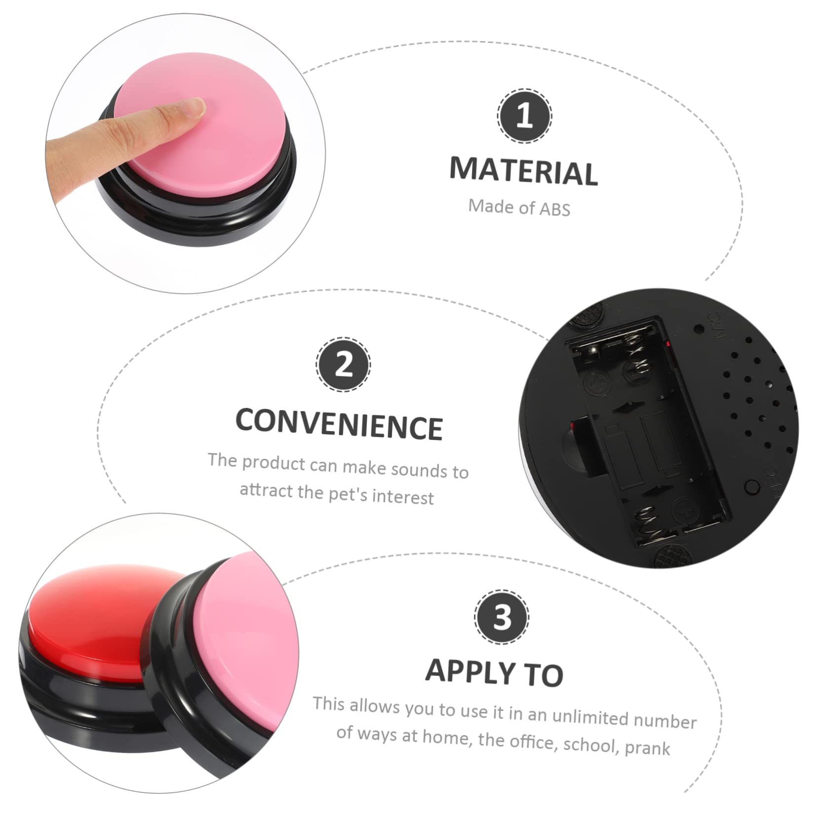 4piezas Botones Interactivos para Mascotas Botones Grabables para Perros y Gatos Juguetes De Comunicación De Sonido Entrenamiento y Entretenimiento Colores