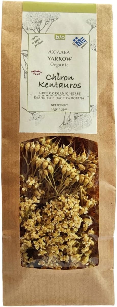 Greek Organic Bio Herb Yarrow Achillea Flower from Mount Pelion Greece - GMO/Caffeine Free 10gr - 0.35oz