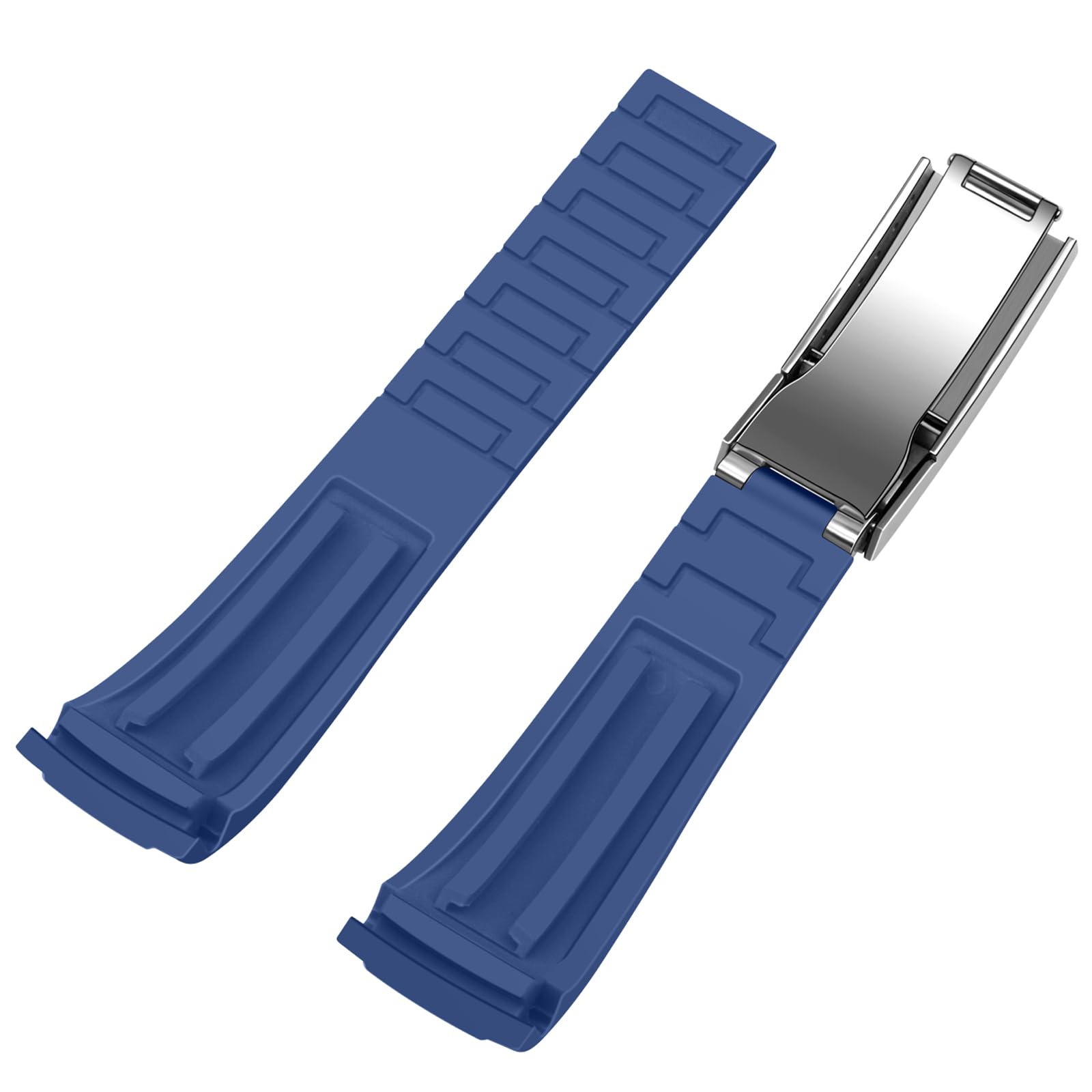 YISIWERA Artigianato Estremità Curve 20mm 22mm Cinturino Cinturino In Gomma Solido Alto Polised Spazzolato Doppio Blocco Fibbia Meccanica per Uomo Donna