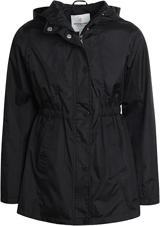 URBAN REPUBLIC Girls Rain Jacket - Lightweight Slicker Shell Rain Coats for Girls Hooded Windbreaker Kids Raincoat
