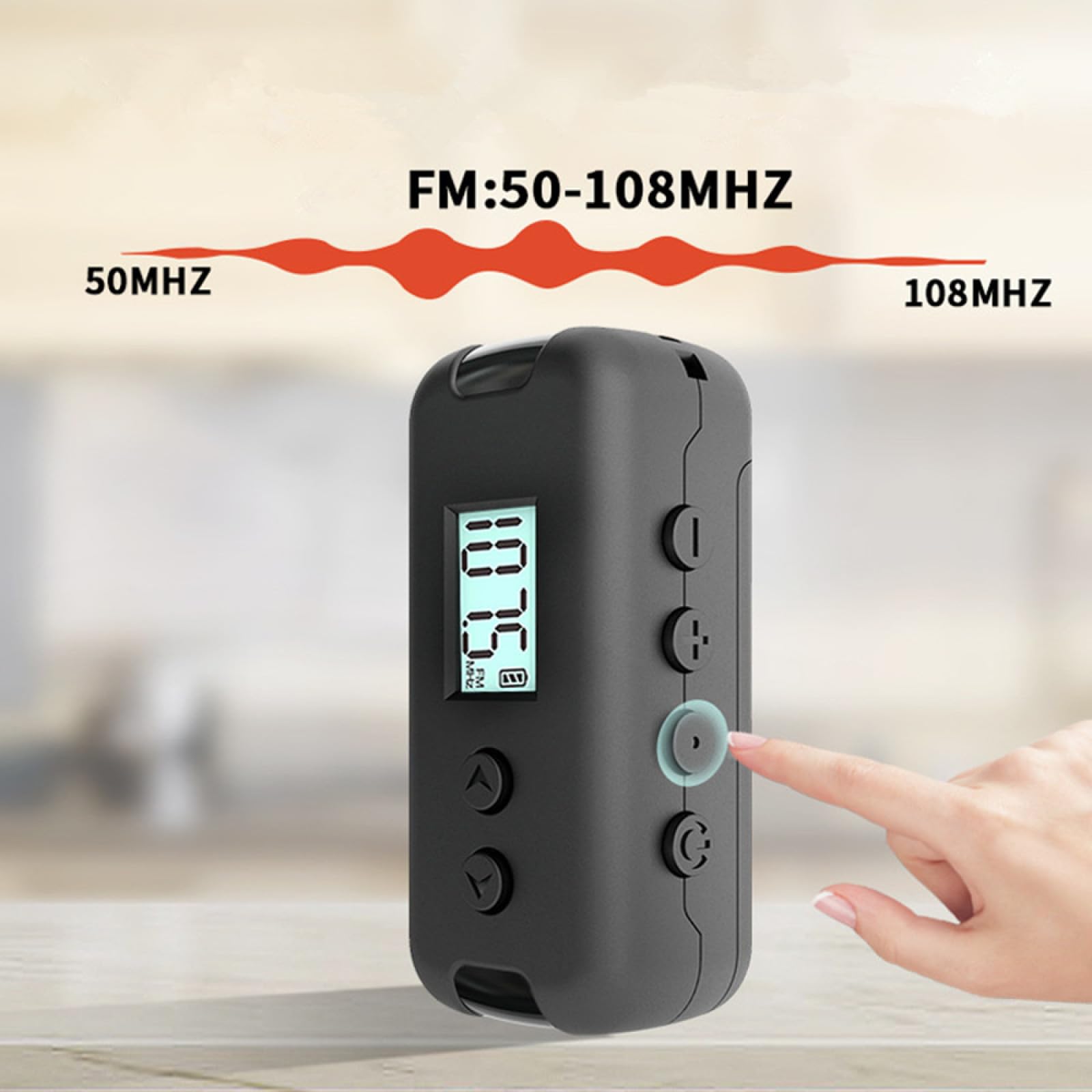 FM Portable Radio, LCD Screen, DSP Chip, Mini Digital Tuning Portable Radio for Walking Jogging