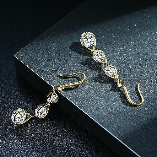 SBLING Cubic Zirconia Wedding Earrings for Brides Bridesmaids, Bridal Dangle Earrings, Crystal Drop earrings for Women Jewelry Gifts4