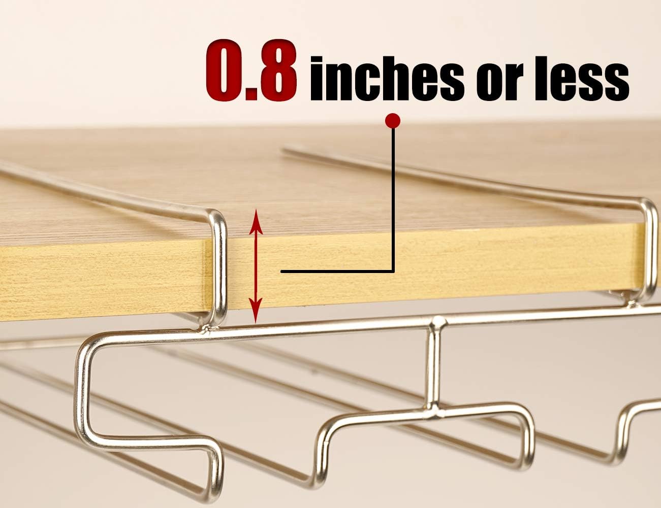 Bafvt Wine Glass Holder - 2 Rows Stemware Rack Under Cabinet - 304 Stainless Steel Hanger Storage Shelf, Fit for The Cabinet 0.8“ or Less