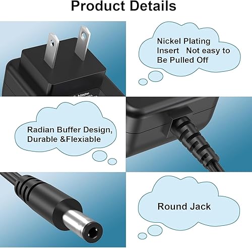 Miniatura 7 de Adaptador de CA Cable de alimentación para Alesis Recital 61 88 teclas Piano digital 7101215 7-10-1215 7-101215 710-1215 Fuente de alimentación de