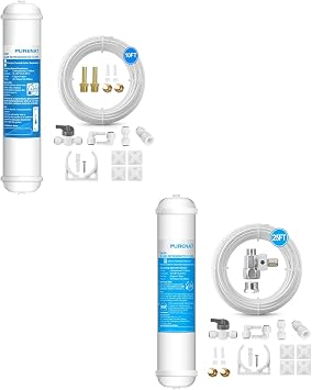 Inline Water Filter Kit for Refrigerator and Ice Maker,1/4" Quick Connect Carbon Filter Replacement for Reverse Osmosis Water System with Feed Water Valve,1/4" Water Line and Fittings
